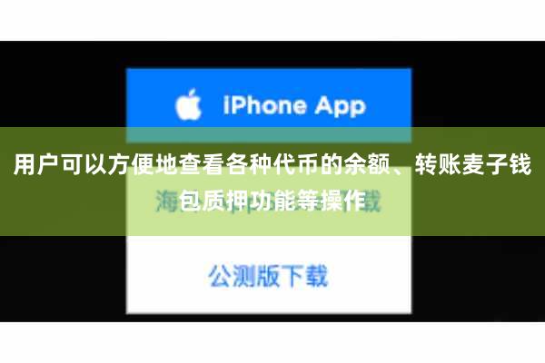 用户可以方便地查看各种代币的余额、转账麦子钱包质押功能等操作